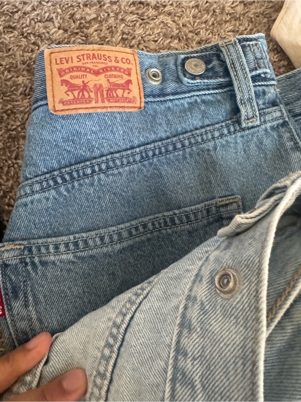 Levi's High Waist Women's CINCH Denim Shorts - Light Blue to Dark Blue Washes - Picture 6 of 10
